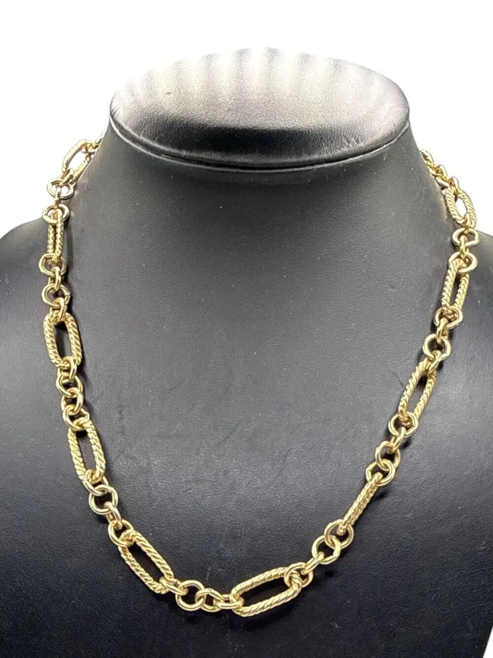 Vintage VCLM Gold Tone Textured Rope Link Chain Chunky Statement 18” - 20”